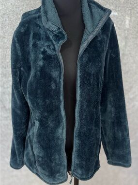 32 Degrees Plush Zip-Up Jacket in Deep Teal